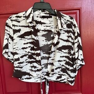 All Saints Brown and White Blouse